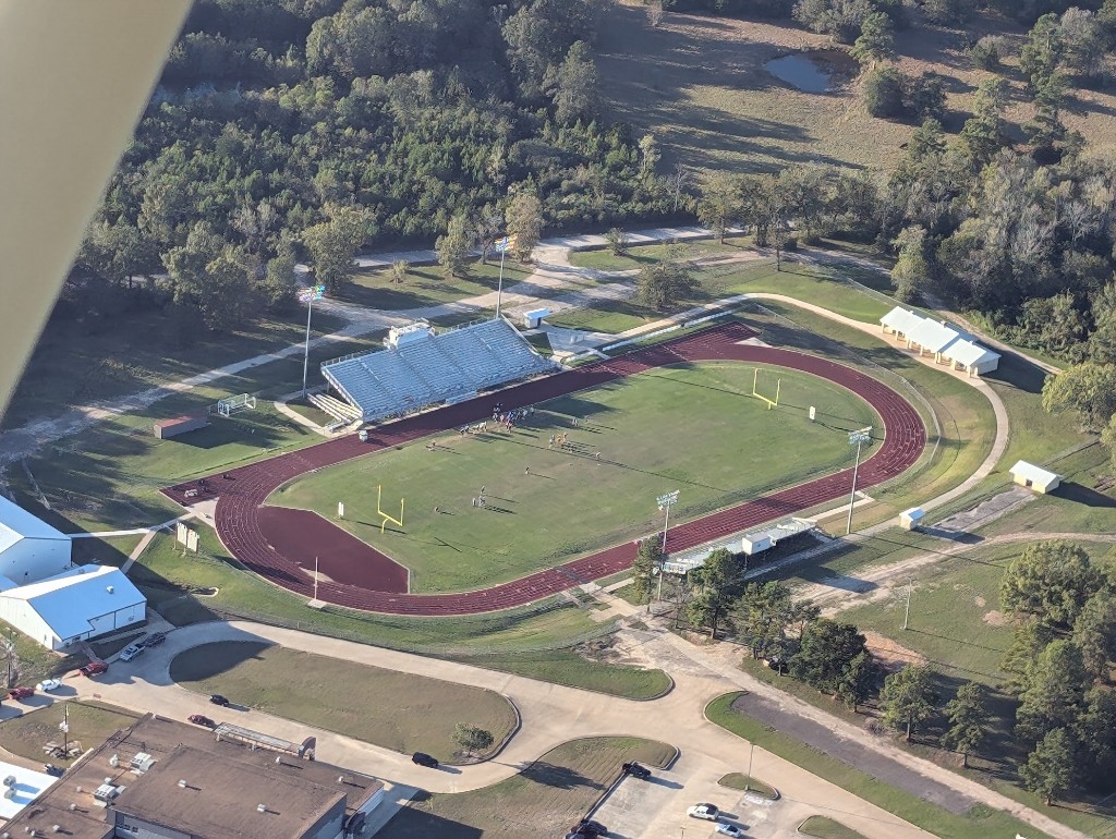 Aerial view of New Waverly Bulldog football field