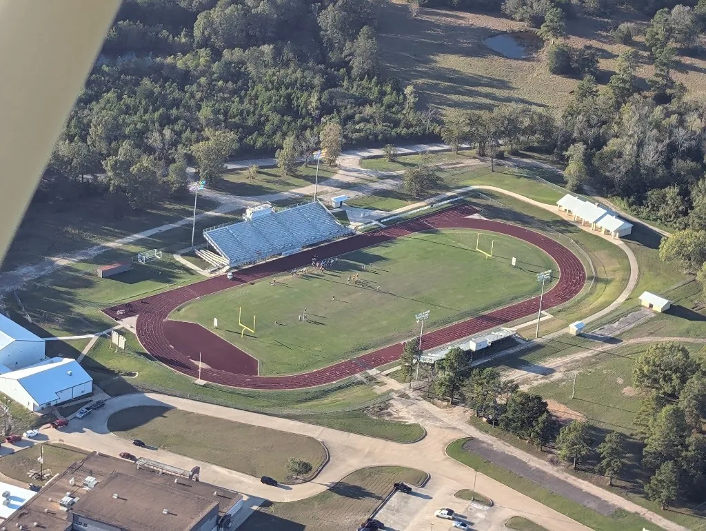Aerial view of New Waverly Bulldog football field