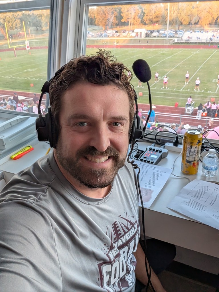 Rob Hipp in the press box